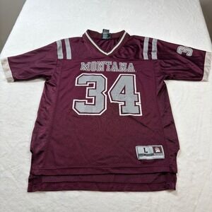 Montana Grizzlies Football Jersey Genuine Stuff  Youth L 14-16 Maroon Good Mesh